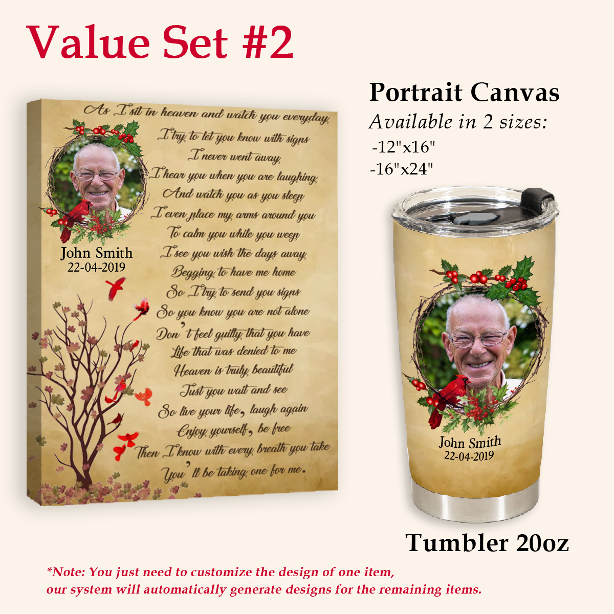 Cardinal Remembrance Custom Photo Canvas Memorial