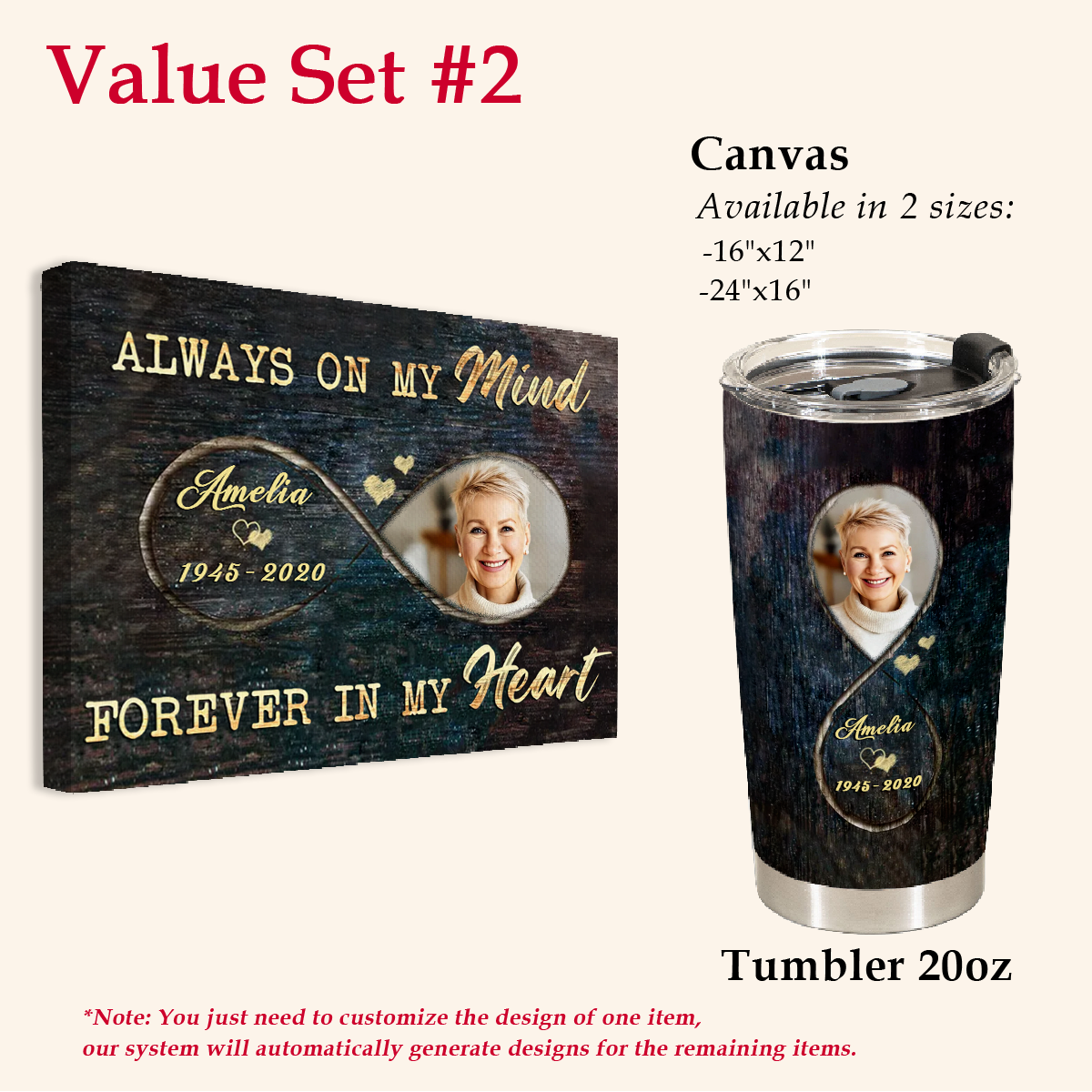 Infinity Love For My Angel Memorial Photo Canvas Memorial Gift