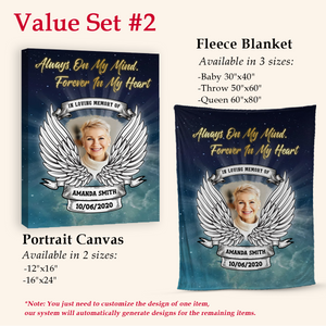 Rest In Peace Heaven Wings Personalized Photo Blanket Memorial Gift