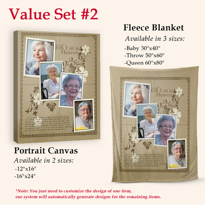 As I Sit In Heaven Custom 4 Photos Blanket Memorial