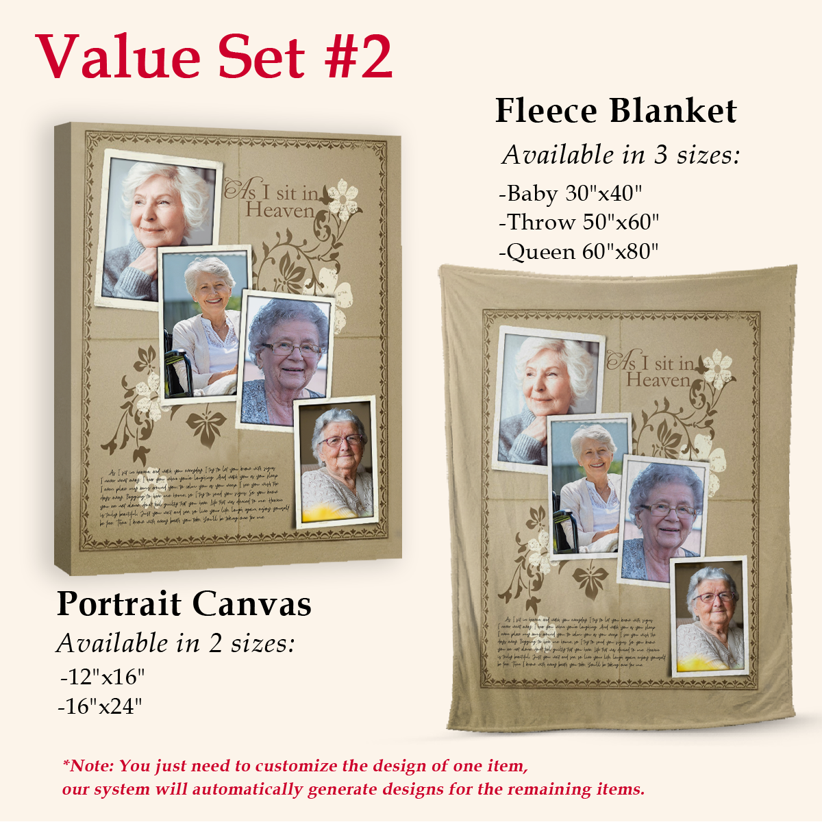 As I Sit In Heaven Custom 4 Photos Blanket Memorial