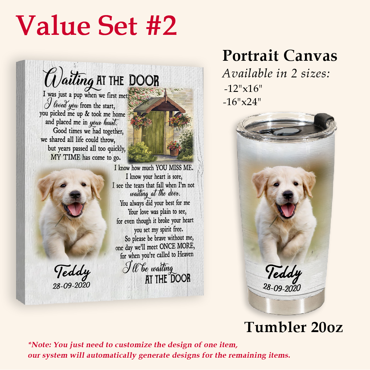 I'll Be Wating At The Door Memorial Pet Photo Canvas