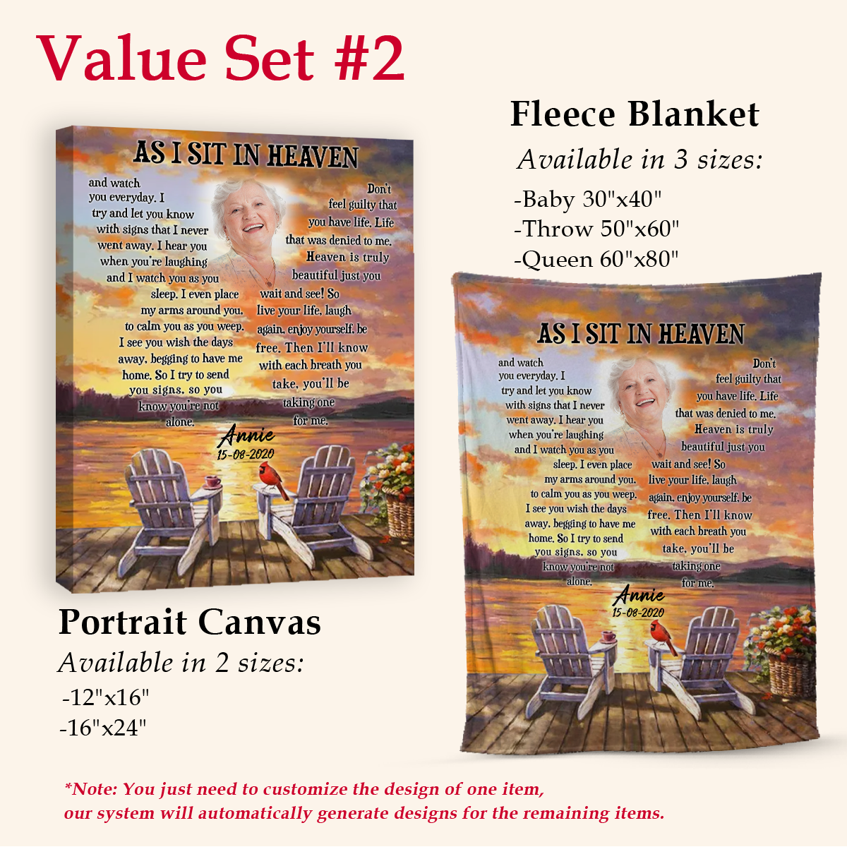 As I Sit In Heaven Personalized Photo Blanket Memorial