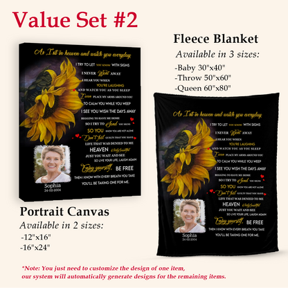 Heaven Sunflower Personalized Photo Blanket Memorial