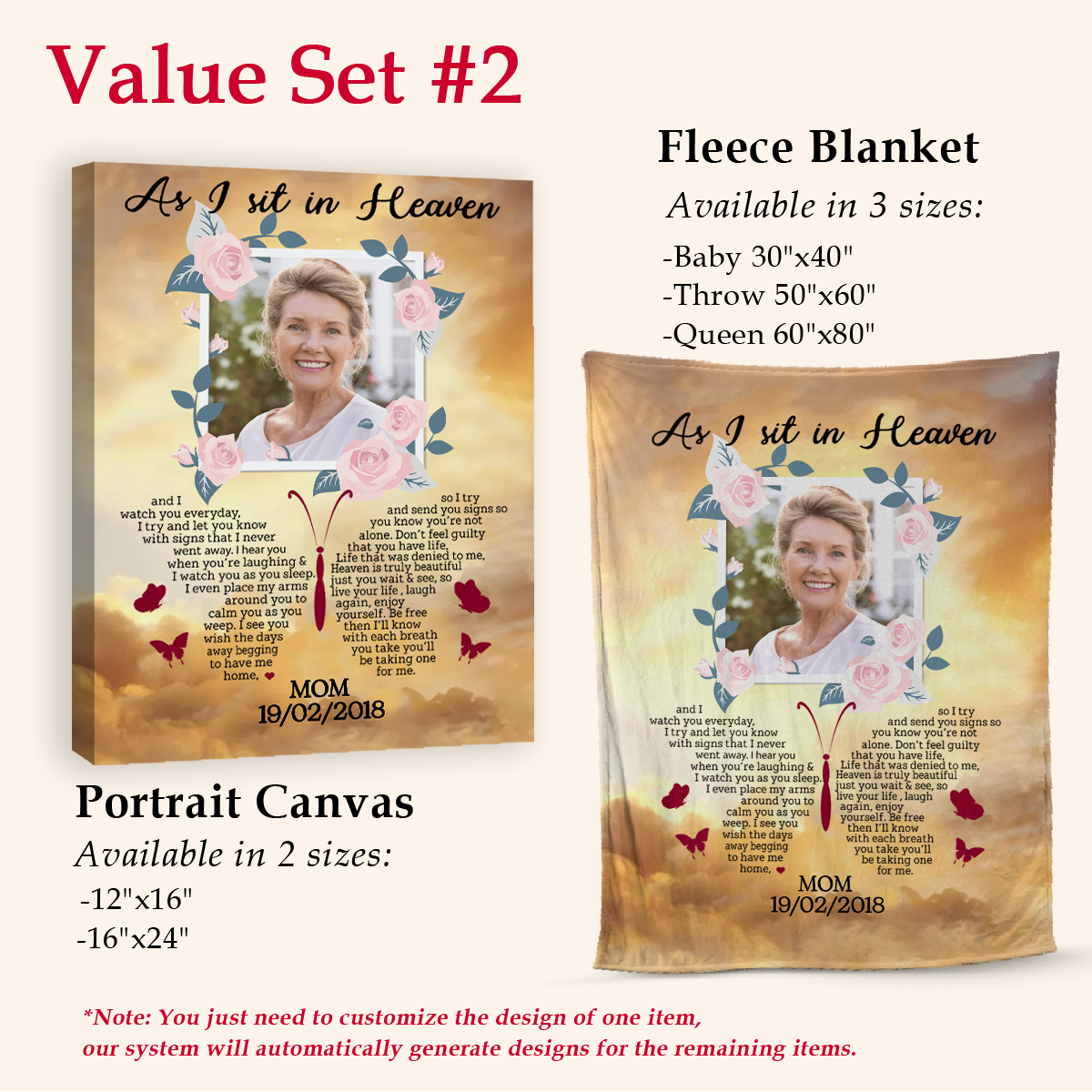 As I Sit In Heaven Custom Photo Blanket Memorial