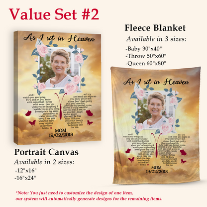 As I Sit In Heaven Custom Photo Blanket Memorial