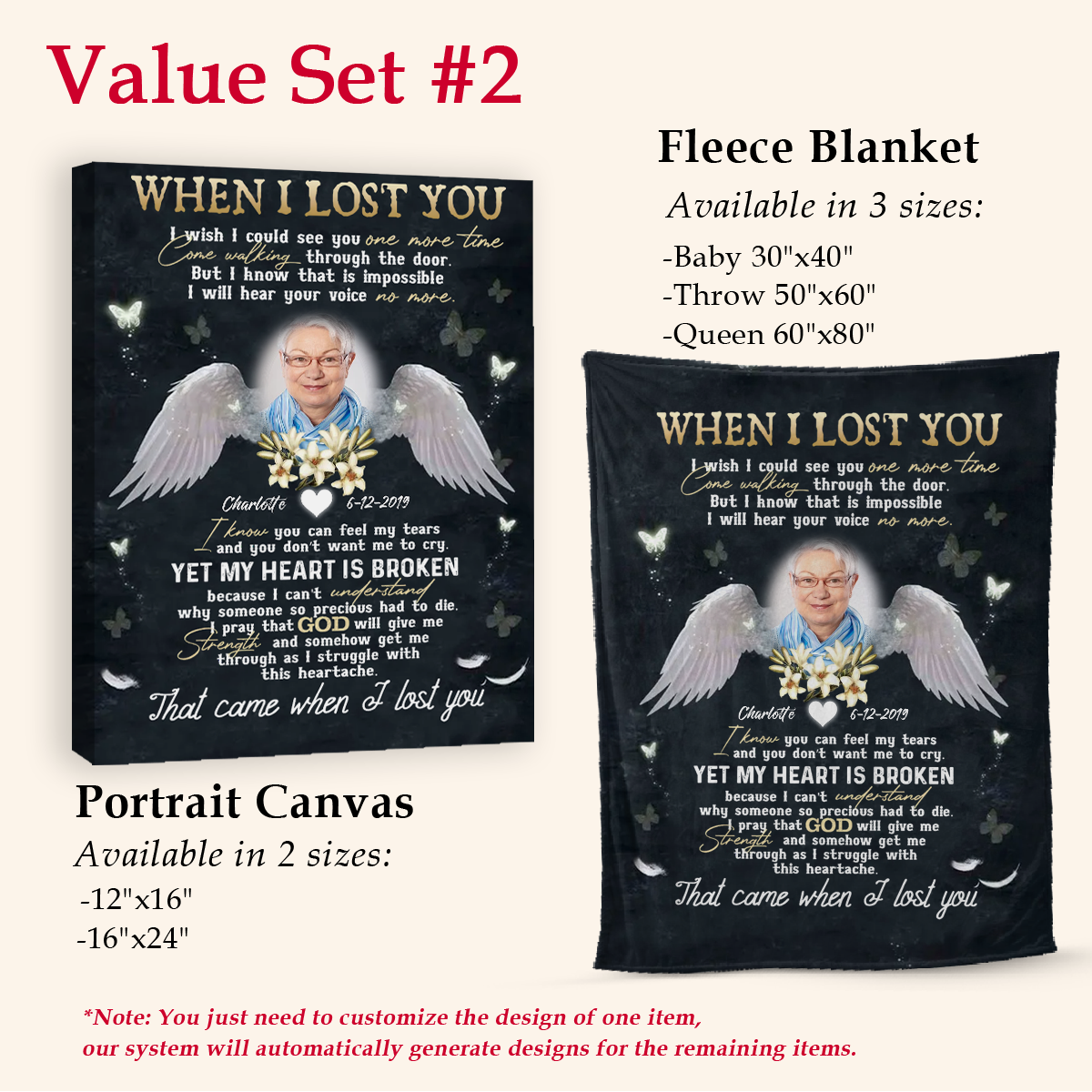 Angel Wings Flower Mother When I Lost You - Personalized Photo Blanket - Memorial Gift For Mom