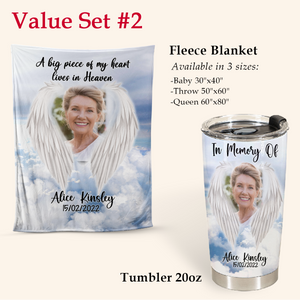 In Memory Personalized Gifts - Angel Wings A Big Piece Of My Heart - Hot Cold Tumbler Personalized