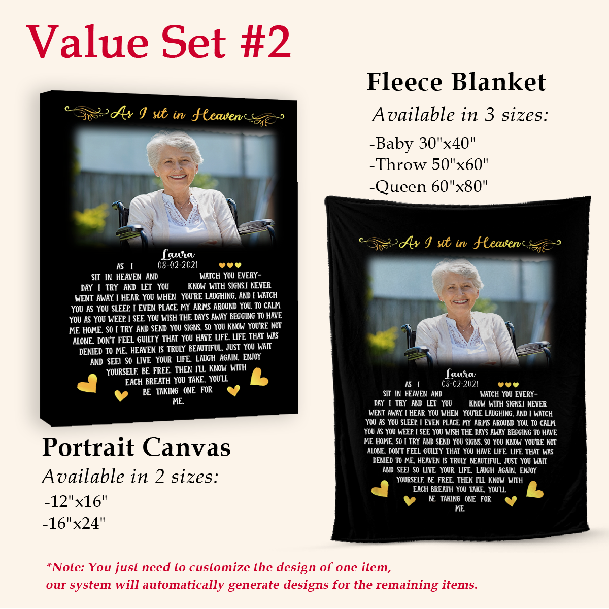 As I Sit In Heaven Black Personalized Photo Blanket Memorial