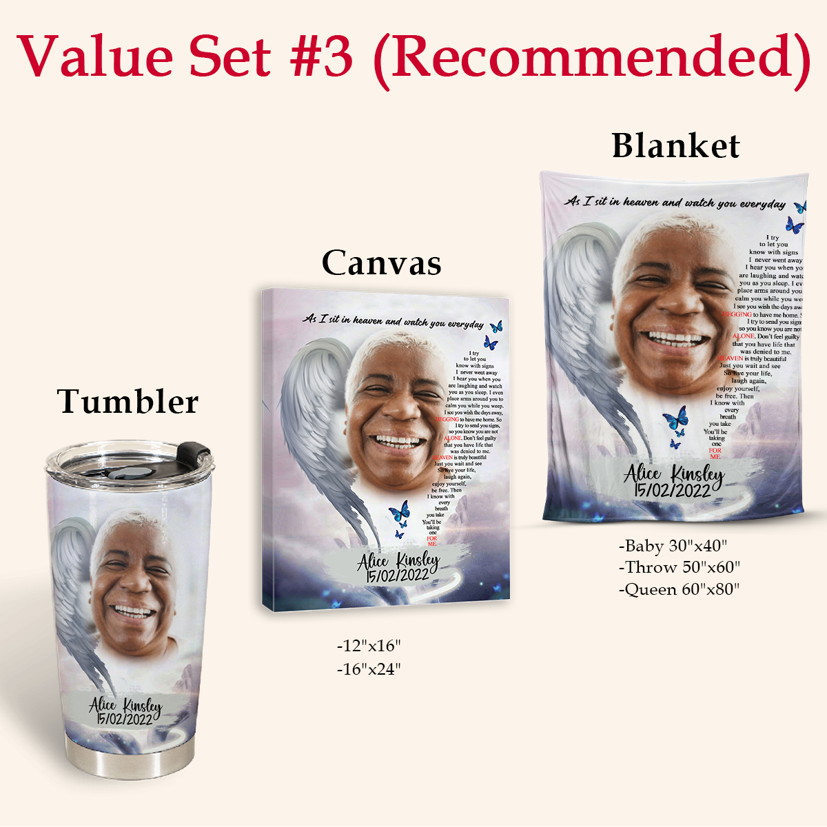 In Loving Memory Gifts - As I Sit In Heaven Angel Wings - Personalized Tumbler Cup