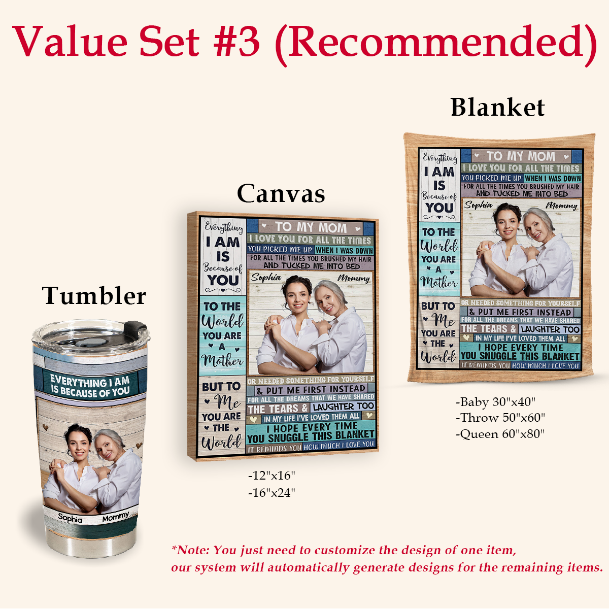 Personalization Gifts For Mom - I Love You For All The Time - Personalized Picture Blanket - Personalized Mother's Day Gift