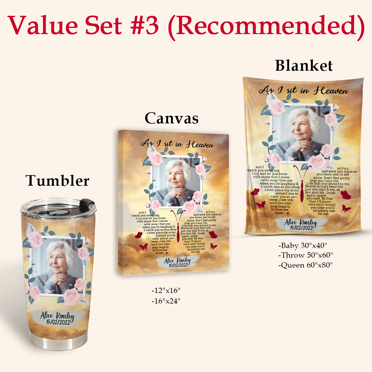 Memorial Gifts For Loss - As I Sit In Heaven - Personalized Tumbler Cups