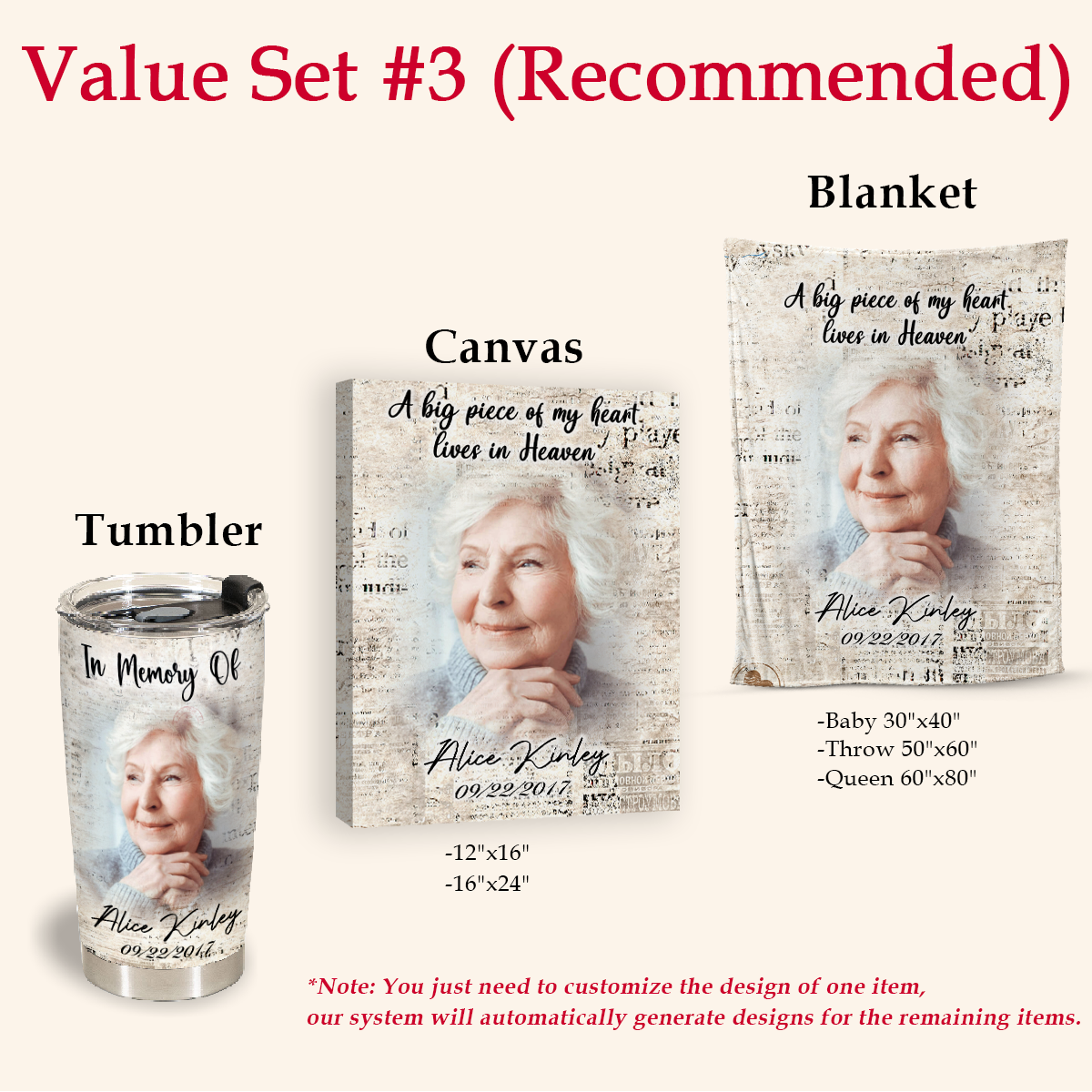 A Big Piece Of My Heart Lives In Heaven Personalized Memorial Blanket