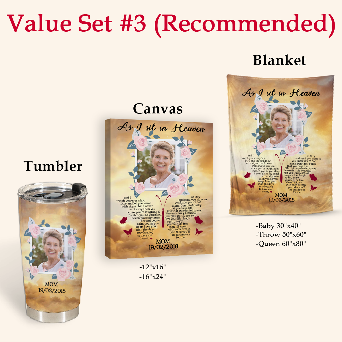 As I Sit In Heaven Custom Photo Blanket Memorial