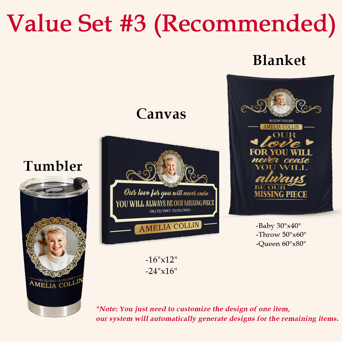 You Will Always Be Our Missing Piece Photo Canvas Memorial