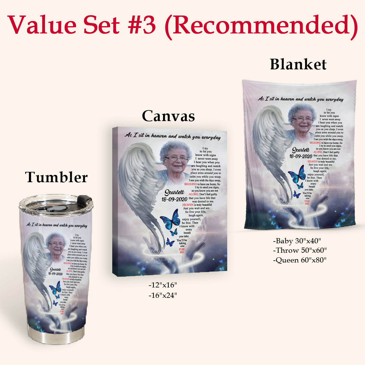 Angel Wings Of Mom Custom Photo Blanket Memorial