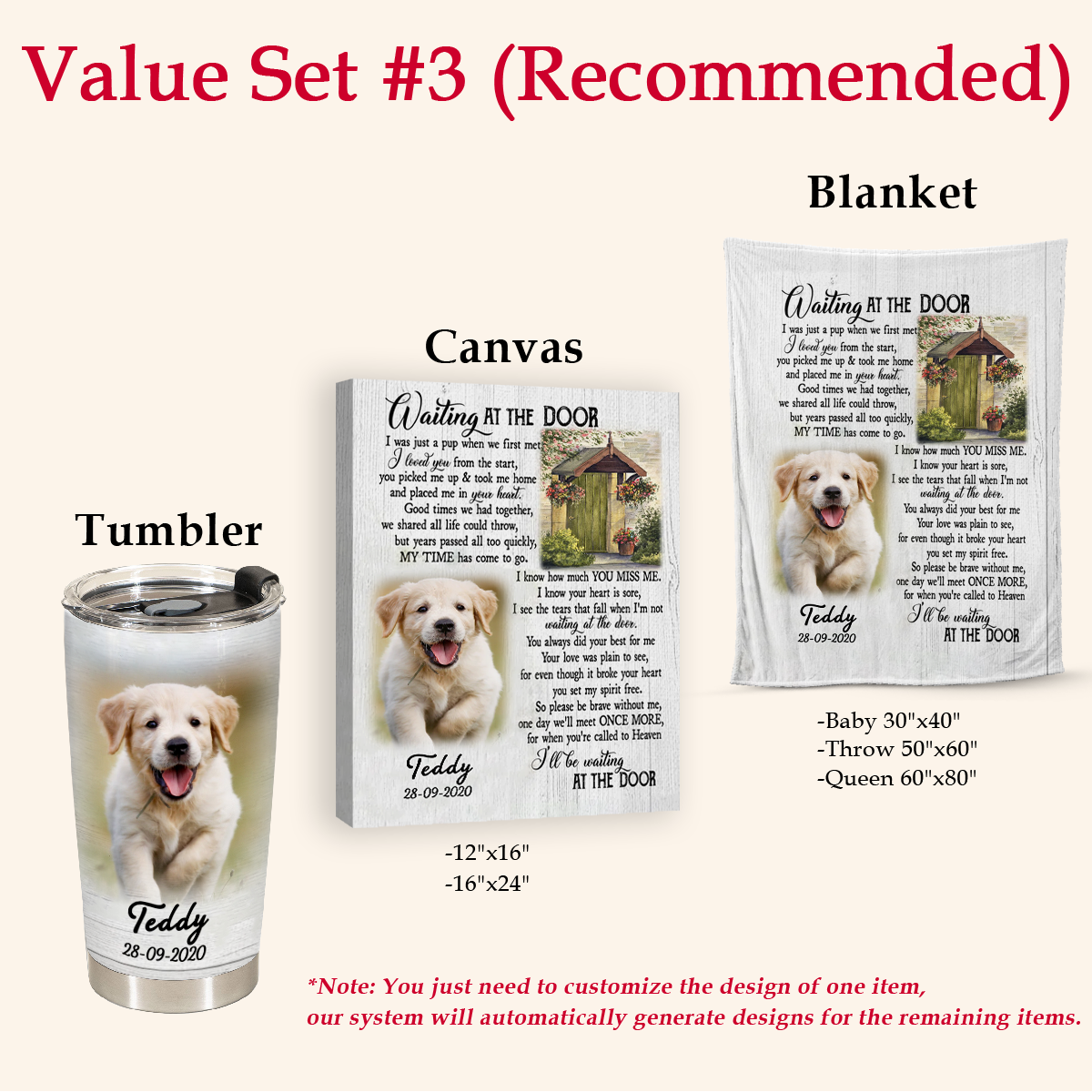 I'll Be Wating At The Door Memorial Pet Photo Canvas