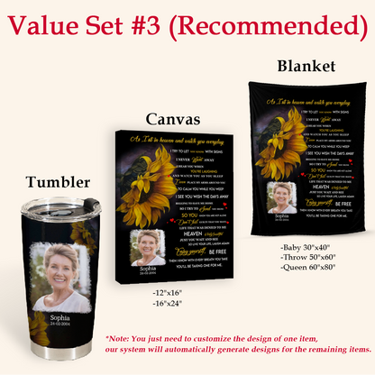 Heaven Sunflower Personalized Photo Blanket Memorial