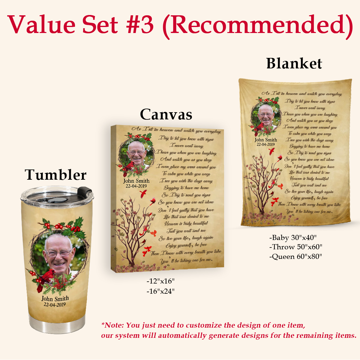 Cardinal Remembrance Custom Photo Canvas Memorial