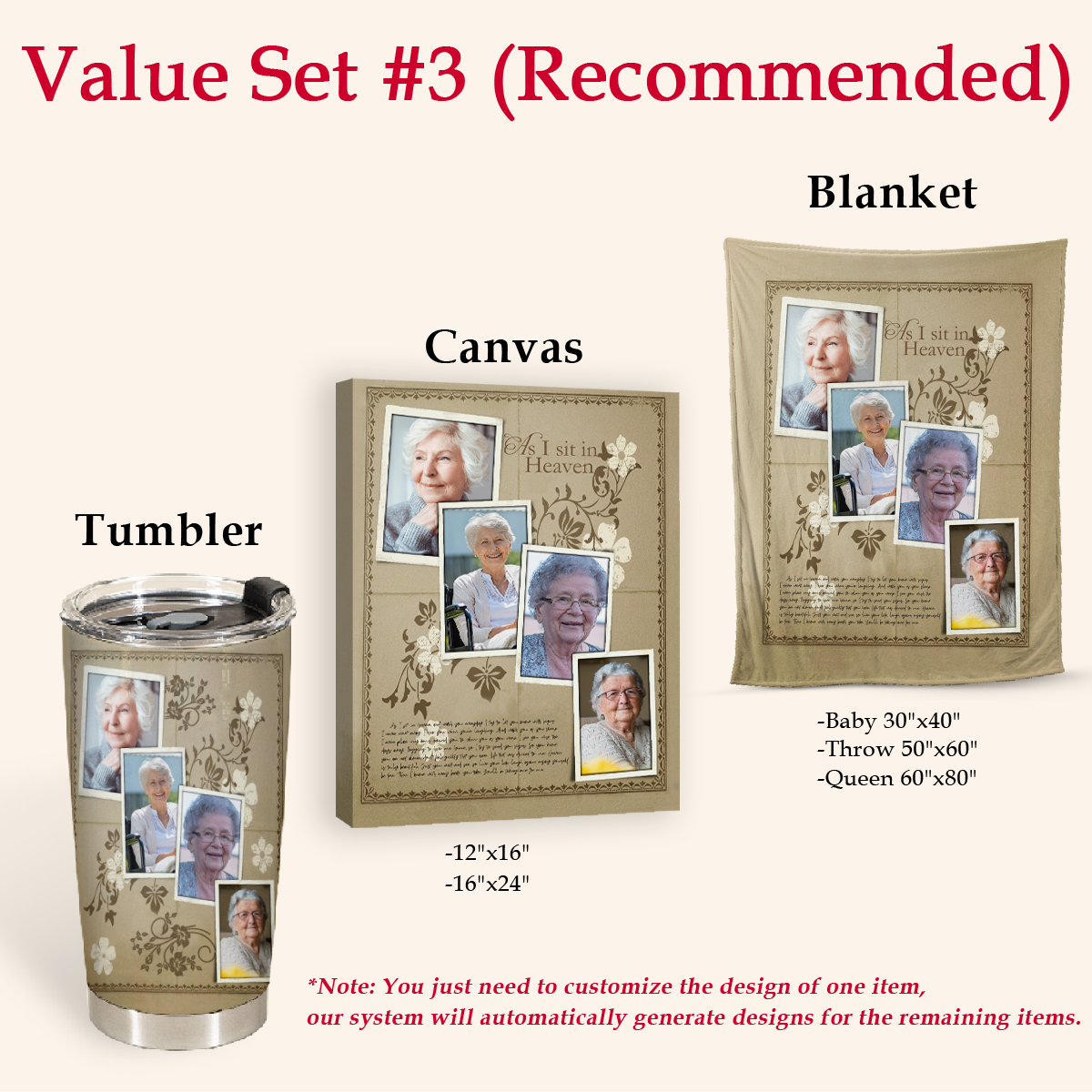 As I Sit In Heaven Custom 4 Photos Blanket Memorial