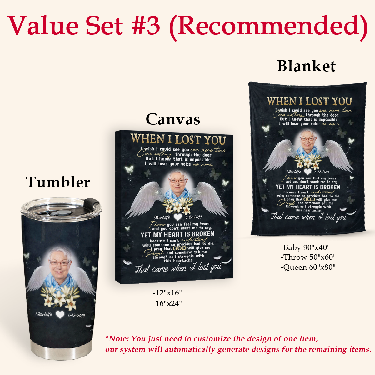 Angel Wings Flower Mother When I Lost You - Personalized Photo Blanket - Memorial Gift For Mom