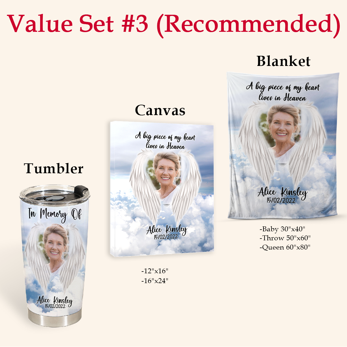 In Memory Personalized Gifts - Angel Wings A Big Piece Of My Heart - Hot Cold Tumbler Personalized