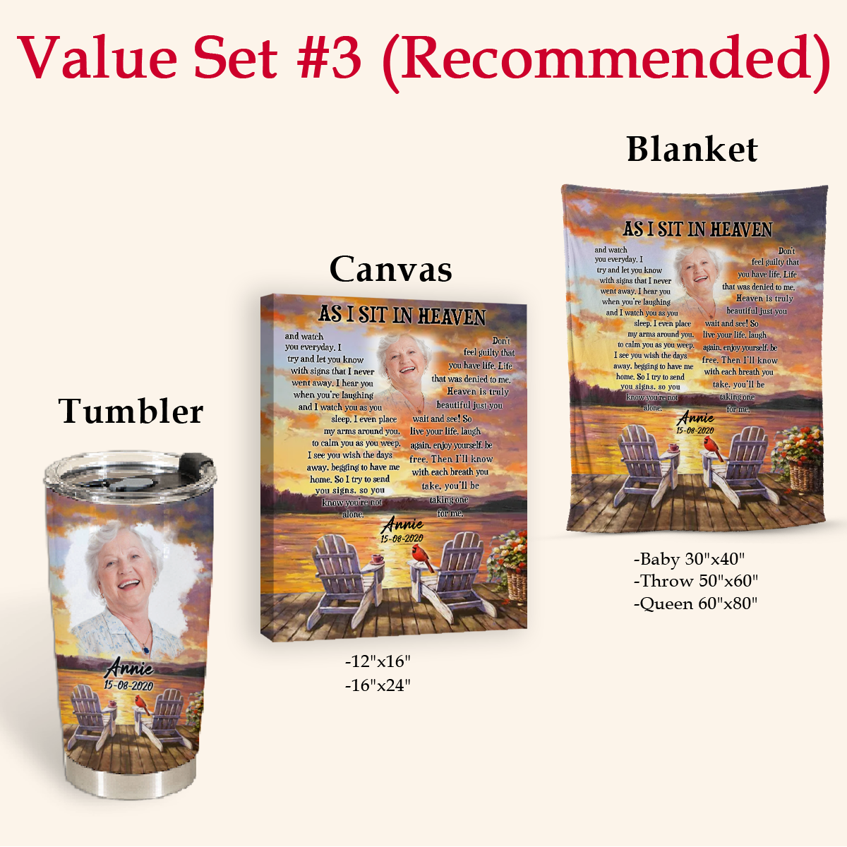 As I Sit In Heaven Personalized Photo Blanket Memorial