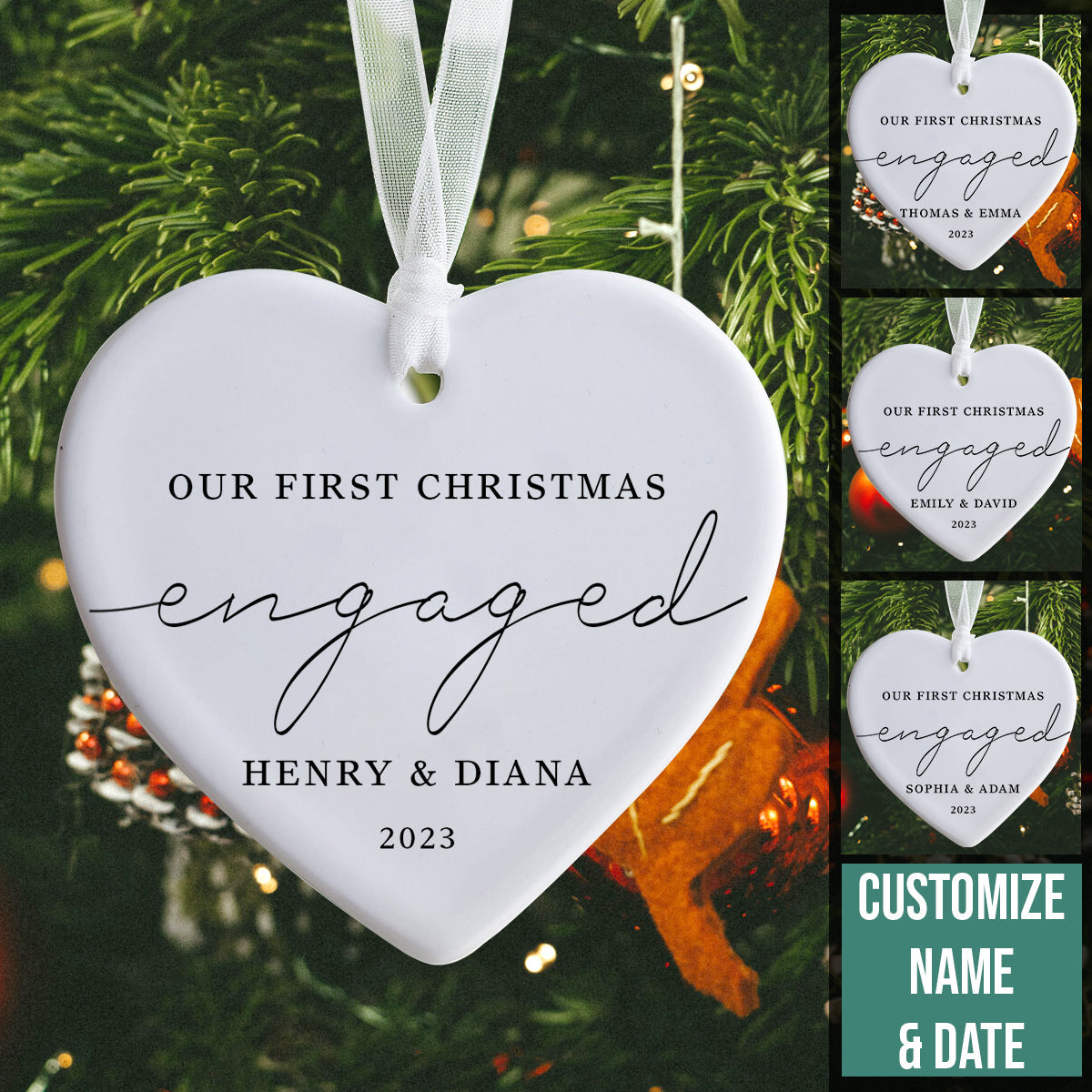 Our First Christmas Engaged - Personalized Ornament - Christmas Gift 73.1.jpg?v=1698636780