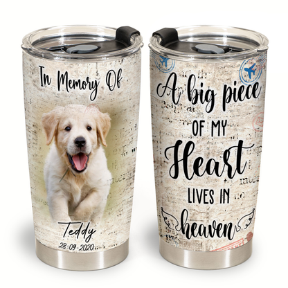 Memorial Blanket For Dog - A Big Piece Of My Heart Lives In Heaven - In Memory Dog Gifts