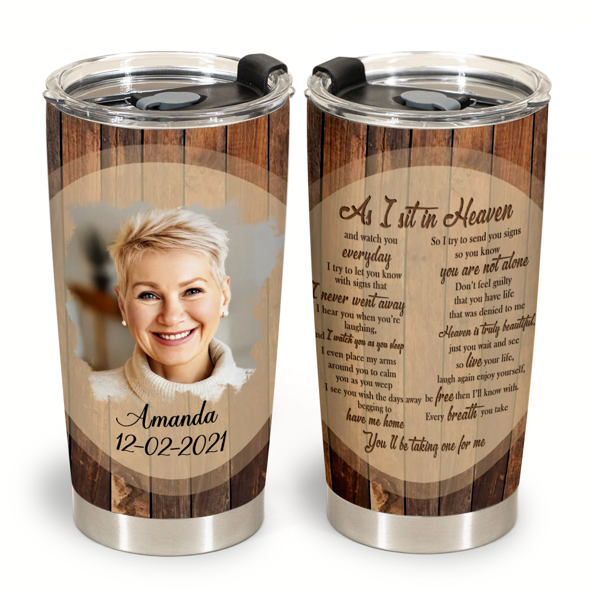 Wooden Art Heaven Letter Custom Photo Canvas Memorial