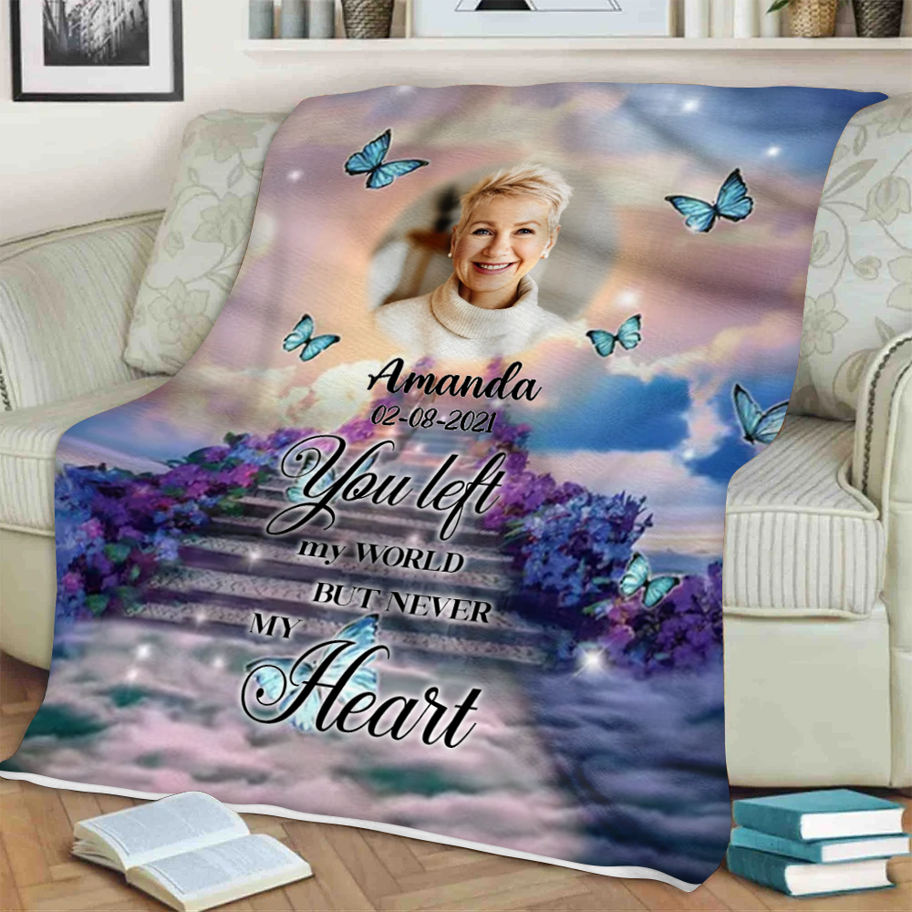 You Left My World, Butterfly Personalized Photo Tumbler Memorial