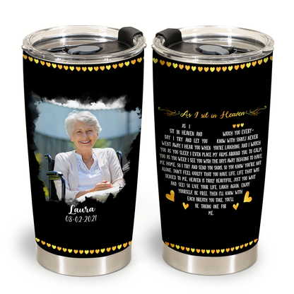 As I Sit In Heaven Black Personalized Photo Blanket Memorial