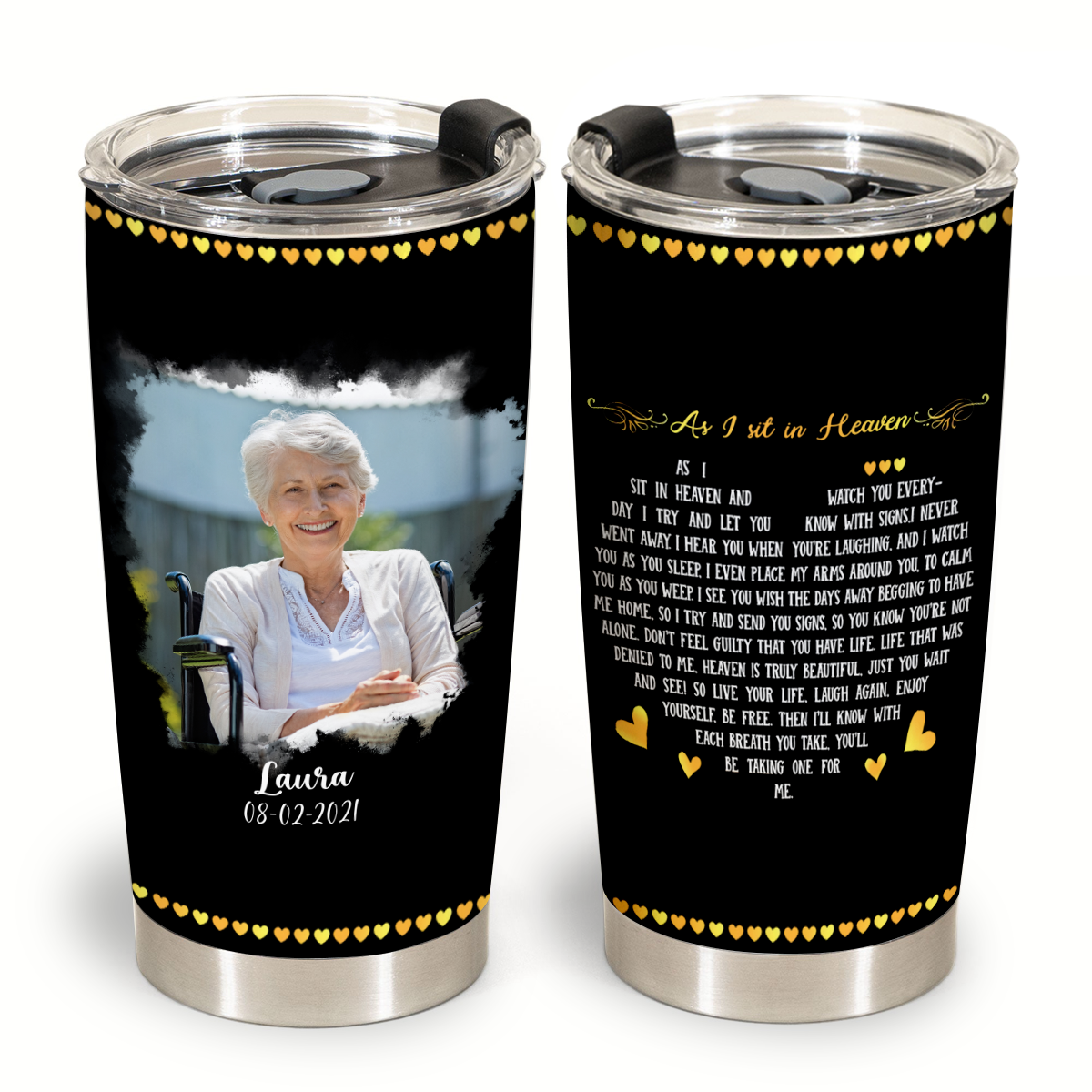 As I Sit In Heaven Black Personalized Photo Blanket Memorial