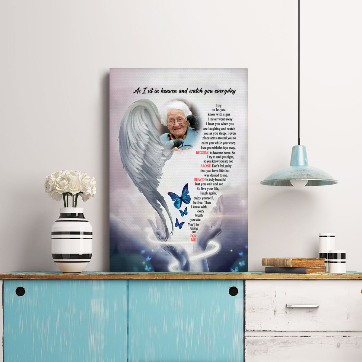 Angel Wings As I Sit In Heaven - Personalized Photo Tumbler - Gift For Memorial
