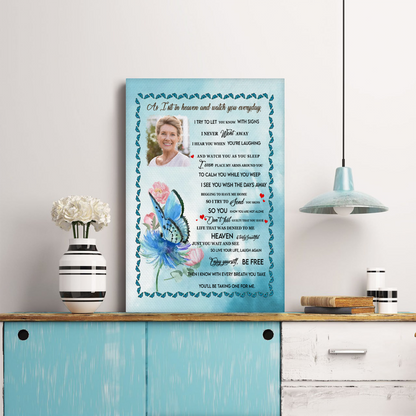 As I Sit In Heaven Blue Butterfly Custom Photo Blanket Memorial
