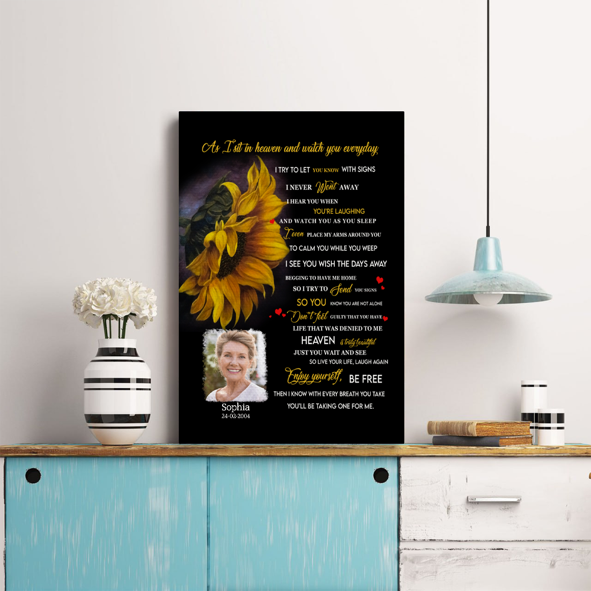Heaven Sunflower Personalized Photo Blanket Memorial