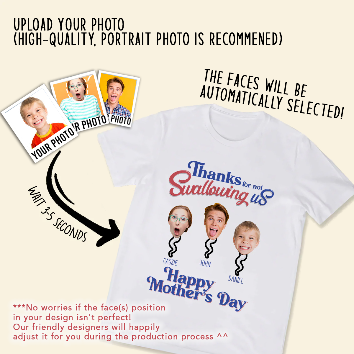 Personalized Shirt - Thanks For Not Swallowing Us - Funny Mother's Day Birthday Gift For Mom Mother Wife