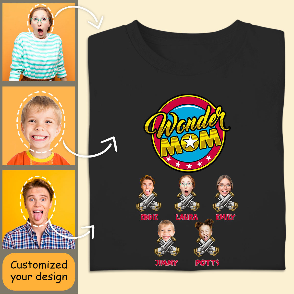 Custom Photo Mom Shirt - Wonder Mom - Mother's Day Gift Personalized