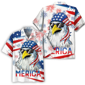 Eagle American Flag Independence Day AOP Hawaiian Shirt