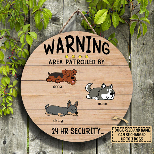 Sleeping dog, Warning Area Patrolled By Round Personalized Wood Sign BANNER1_db71e26e-4d4d-4f05-8057-b44b30d160aa.jpg?v=1618368096