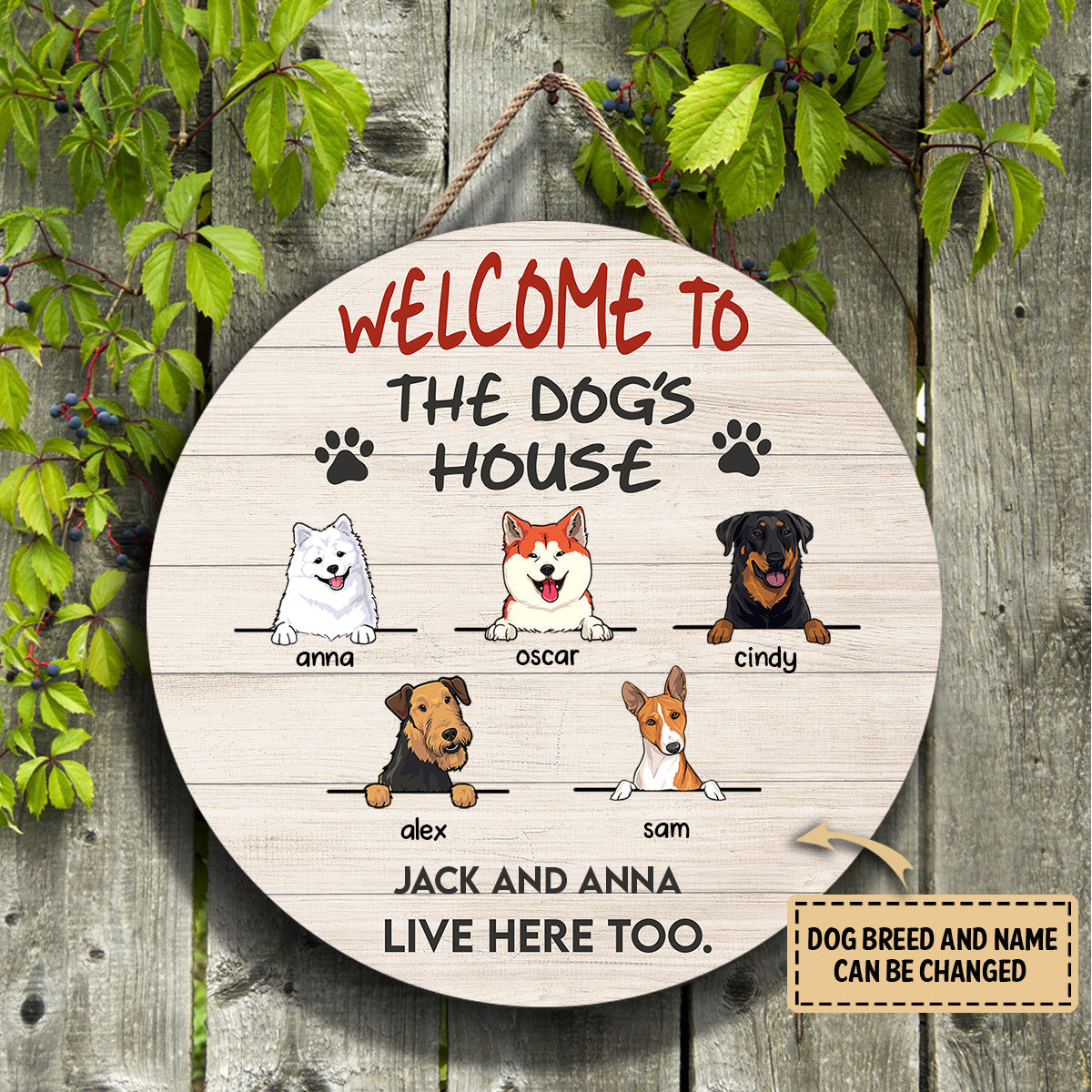 Cute Dog, Welcome To The Dog's House Round Personalized Wood Sign BANNERWOODSIgn_ab68895a-8654-4d6d-a2c8-2c94df7212f6.jpg?v=1618630590