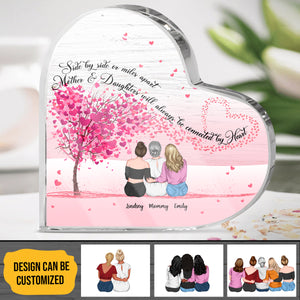 Mother & Daughters Forever Linked Together - Personalized Heart Shaped Acrylic Plaque - Mother's day Gift