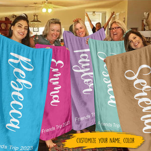 Scripty Style Name - Personalized Beach Towel - Birthday, Outside Vacation Gift Beach Towel - Birthday