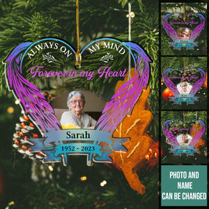 Always On My Mind Forever In My Heart Heaven Wings Custom Photo - Personalized Ornament - Memorial Gift For Family, Christmas Gift BANNER_1_e77348f2-3056-453b-9d5e-cb59d7525403.jpg?v=1693897884