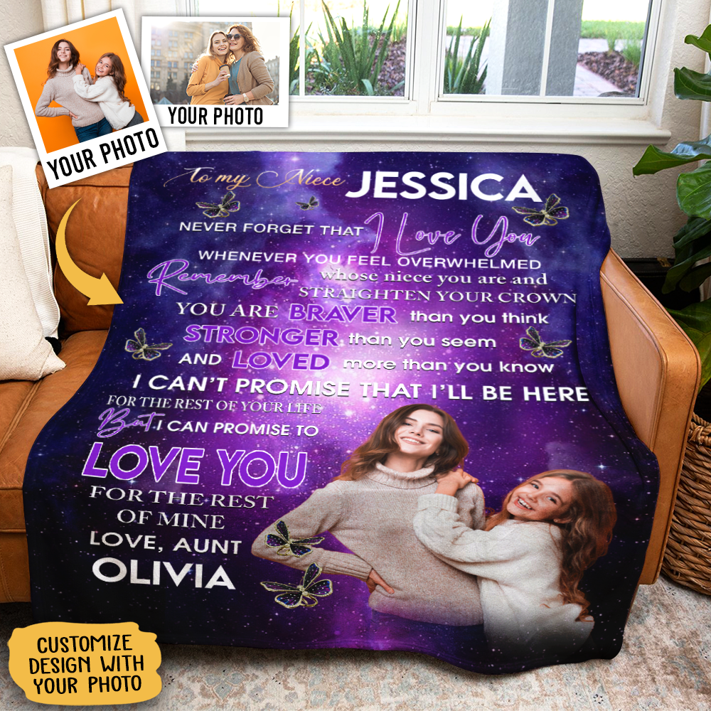 Gift For Niece Blanket, To My Niece Never Forget That I Love You Butterflies Blanket Live Preview