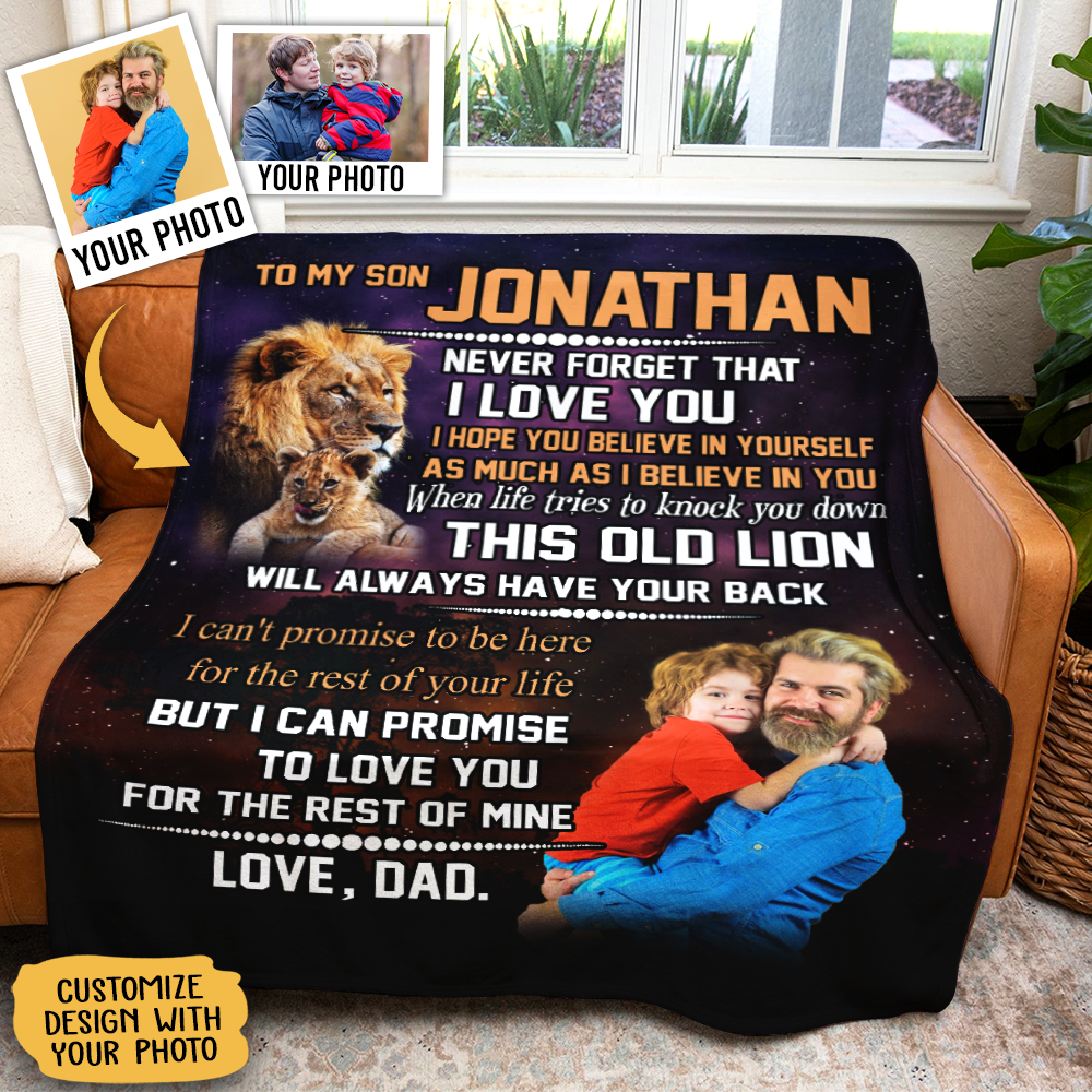 Gift For Son Blanket, To My Son This Old Lion Will Always Have Your Back - Love From Dad