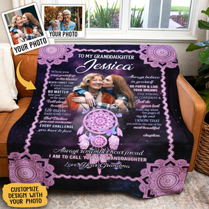 To My Granddaughter I Will Always Be With You Dreamcatcher Mandala Purple Blanket Gift For Granddaughter From Grandma Home Decor Bedding Couch Sofa Soft And Comfy Cozy