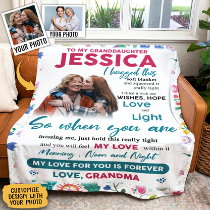 To Our Granddaughter We Hugged This Blanket Gift For Granddaughter From Grandma & Grandpa Birthday Gift Home Decor Bedding Couch Sofa Soft and Comfy Cozy