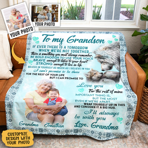 Gift For Grandson Blanket, To My Grandson Wolf I'll Always Be With You - Love From Grandma