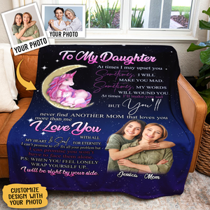 Gift For Daughter Blanket, Moon Unicorn To My Daughter I Love You With All My Heart & Sound For Eternity I Will Be Right By Your Side Fleece Blanket